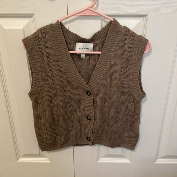 Brown sweater button-up vest - Picture 1 of 4